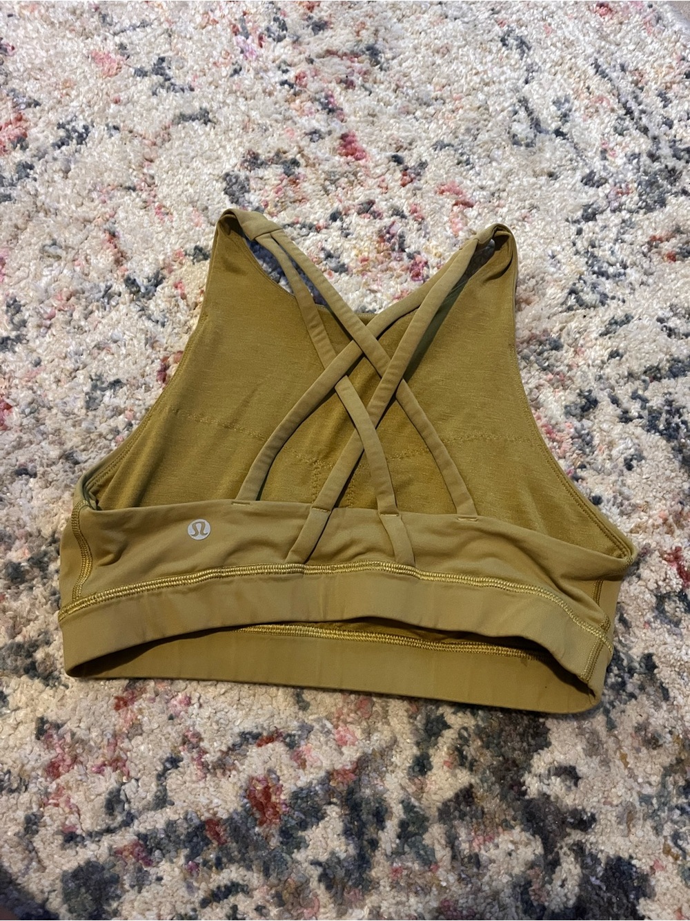 Lululemon high neck energy bra grape leaf green yellow